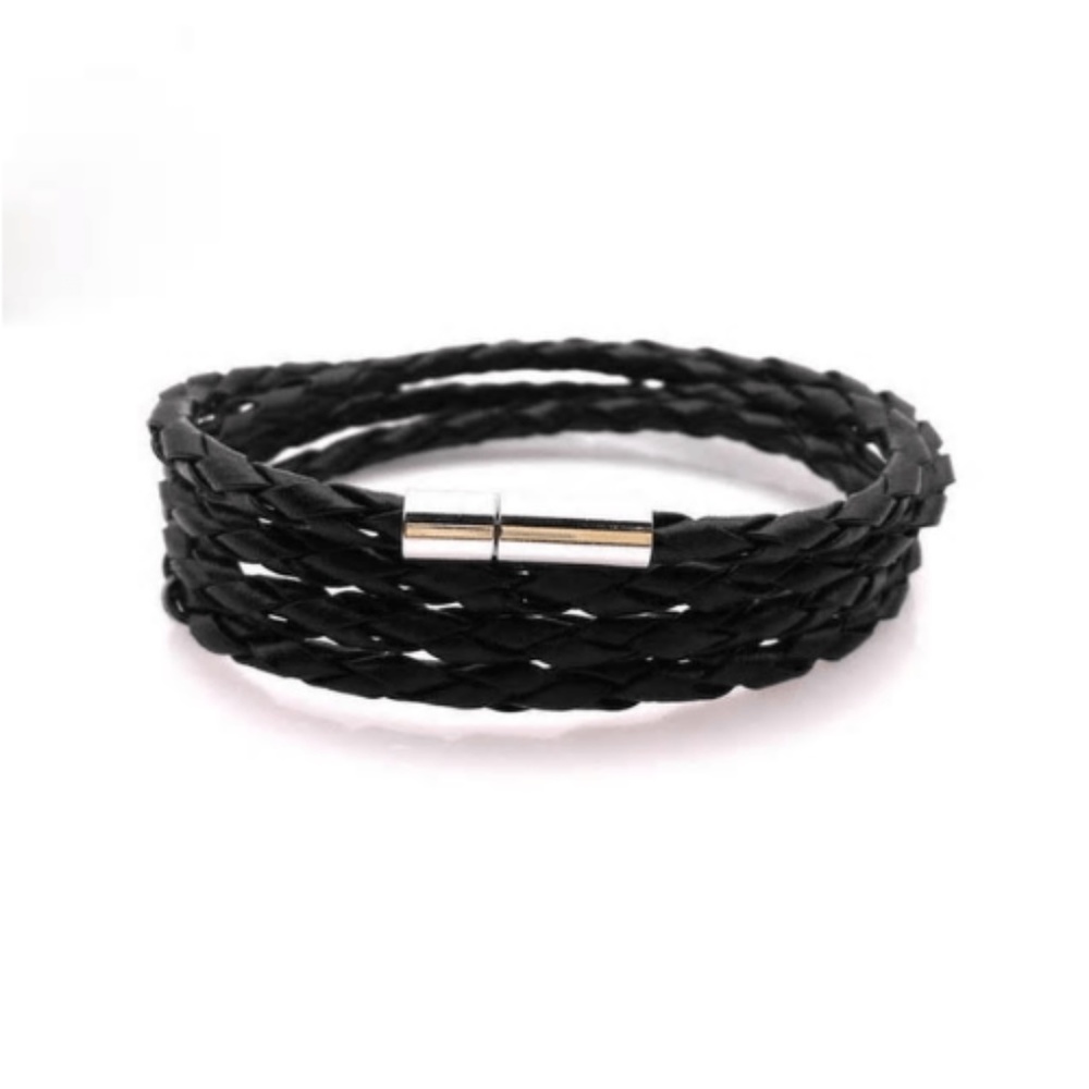 Braided Leather Wrap Bracelet Mens